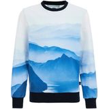 WE Fashion sweater met all over print blauw/wit