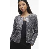 VILA gevoerd vest grijs met pailletten