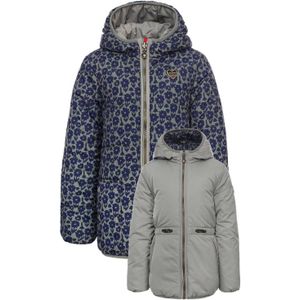 LOOXS little reversible gewatteerde winterjas met all over print grijsgroen/blauw