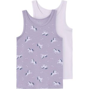 NAME IT MINI hemd NMFTANK TOP UNICORN - set van 2 lila/paars