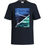 s.Oliver regular fit T-shirt met printopdruk blauw zwart