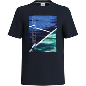 s.Oliver regular fit T-shirt met printopdruk blauw zwart