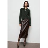 Mango trui donkergroen rib gebreid