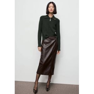 Mango trui donkergroen rib gebreid