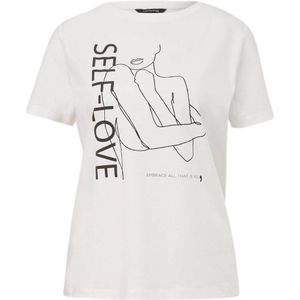 comma T-shirt met tekst wit/ zwart