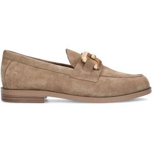 Manfield suède loafers met gesp beige