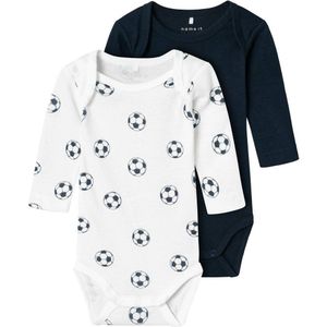 NAME IT BABY Romper NBMBODY - set van 2 Wit/Zwart