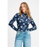 POM Amsterdam - Gebloemde Top - Donkerblauw