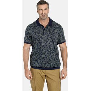 Charles Colby regular fit polo EARL MENNETH Plus Size met all over print donkerblauw