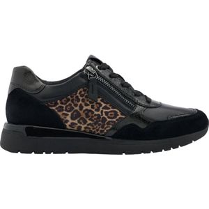 Medicus comfort leren sneakers met panterprint zwart