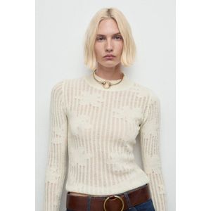 Mango gebloemde gebreide trui ecru ajour