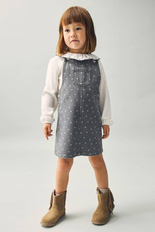 Mango Kids denim spijkerjurk grey denim