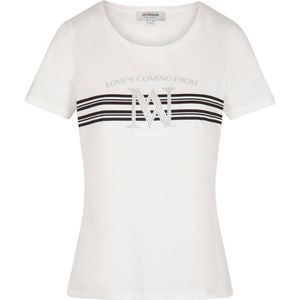 Morgan T-shirt met printopdruk en strass steentjes ecru