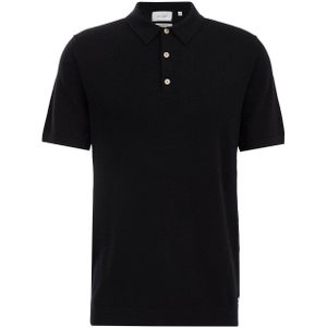 WE Fashion gebreide polo van merinowol black uni