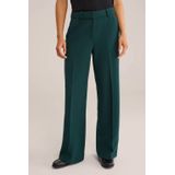 WE Fashion - Pantalon - Donkergroen - Rechtvallend - Regular Waist
