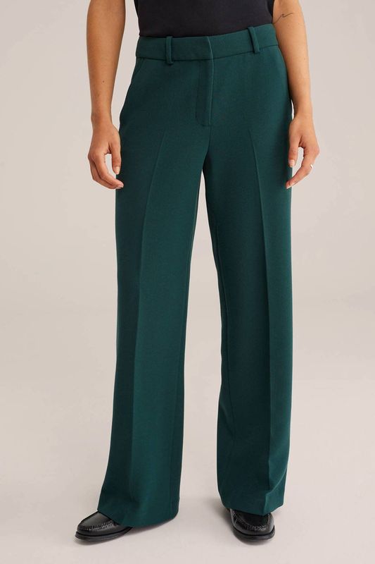 WE Fashion - Pantalon - Donkergroen - Rechtvallend - Regular Waist