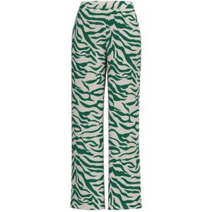 VILA high waist wide leg broek VIALINIA met all over print groen/ecru
