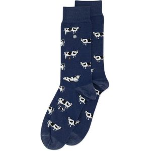 Alfredo Gonzales sokken met all-over koeienprint donkerblauw