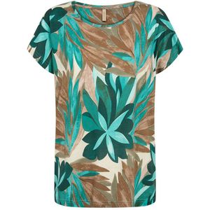 Soyaconcept top met all over print groen/bruin/ecru