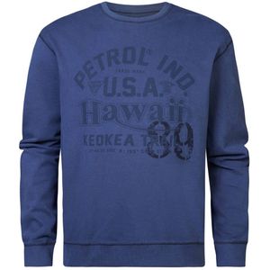 Petrol industries plus-size sweater met printopdruk petrol blue