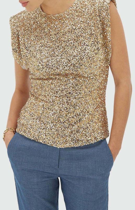 JOSH V - Pailletten Top - Goud