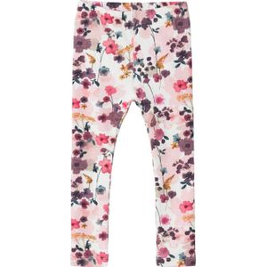 NAME IT MINI gebloemde legging NMFLALOU roze/paars/wit