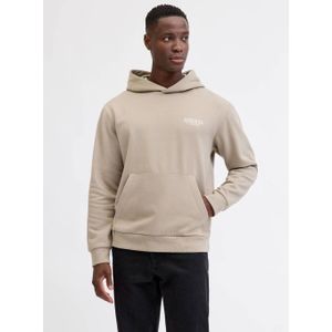 JJ REBEL hoodie met backrpint beige