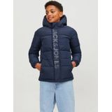 JACK & JONES JUNIOR gewatteerde winterjas JCOSPEED van gerecycled polyester donkerblauw