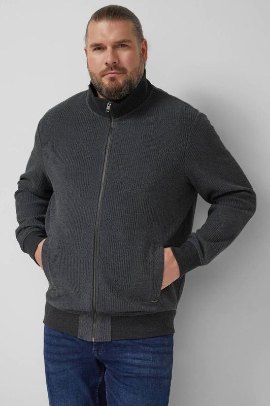 s.Oliver Big Size vest rib gebreid antraciet