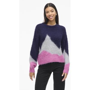 VILA trui met wol donkerpaars gebreid