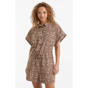 Anytime playsuit met panterprint beige/bruin