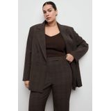 Mango Straight high waist geruite pantalon bruin