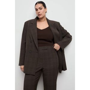 Mango Straight high waist geruite pantalon bruin