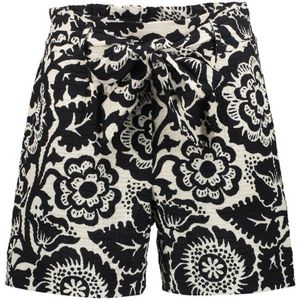 Geisha high waist relaxed short met all over print zwart/ecru