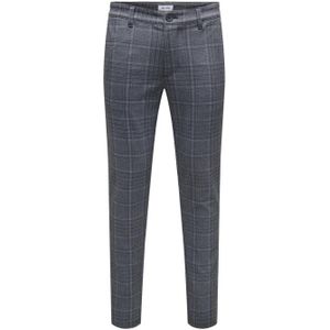 ONLY & SONS geruite slim fit pantalon grijsblauw