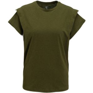 anytime T-shirt met schouder detail khaki