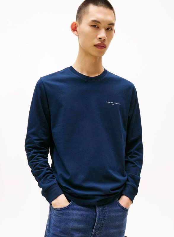 Tommy Jeans - Shirt - Navy - Lange Mouw - Normale Pasvorm