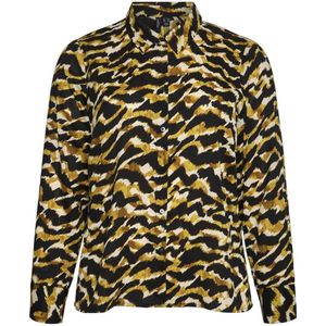 VERO MODA CURVE blouse VMCGAIL met dierenprint zwart/bruin