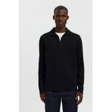 Katoenmix - Sweatvest - Regular-fit - Hoge Kraag - Kwartrits - Lange Mouwen