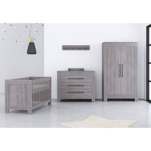 Bebies First babykamer Nevada - babybed & commode & kledingkast - zwart/grijs