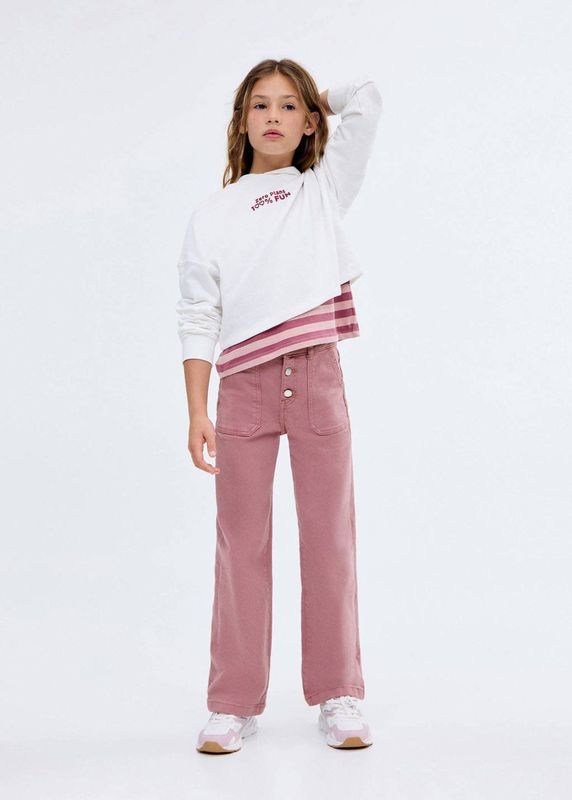 Mango - Kids - Jeans - Roze - Wide Leg Pasvorm
