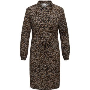 ONLY CARMAKOMA blousejurk CARNOVA met panterprint en ceintuur bruin