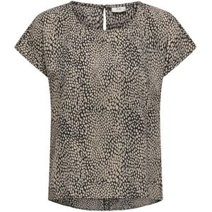 JDY blousetop JDYPIPER met all over print en open detail beige/zwart