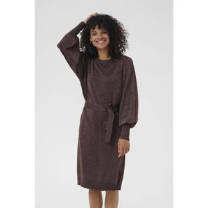 Kaffe A-lijn jurk met glitter donkerbruin
