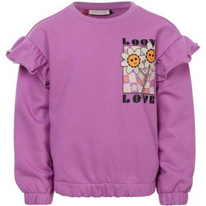 LOOXS little sweater met printopdruk en ruches paars