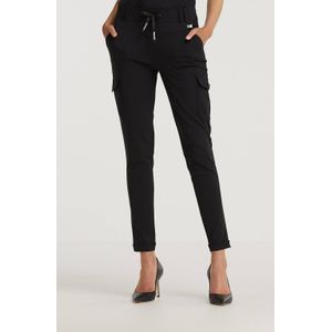 TQ-Amsterdam high waist slim fit cargobroek Karin van travelstof zwart