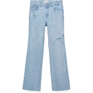 MANGO TEEN straight leg jeans met sterren lichtblauw