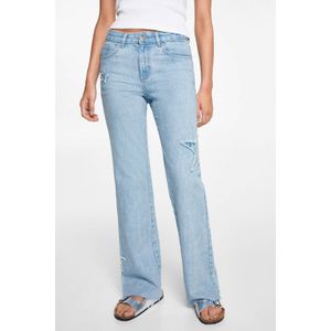 MANGO TEEN straight leg jeans met sterren lichtblauw