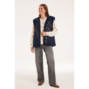 Didi teddy gebloemde gilet donkerblauw