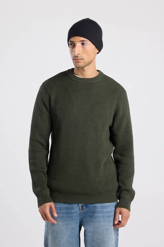 America Today trui rib gebreid groen